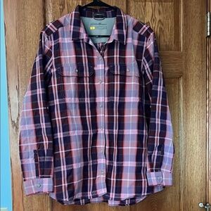 Eddie Bauer Travex Classic Fit Plaid Button Down Vented Back Shirt - Size Large
